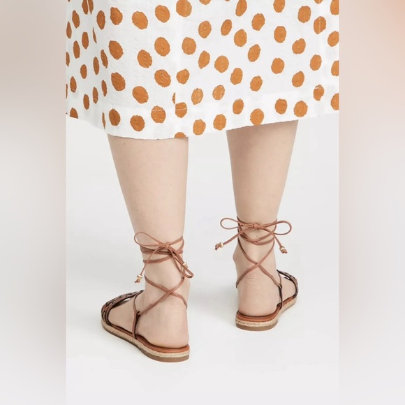 NEW Tory Burch Leather Basketweave Espadrille Lace Up Sandals. Size 8 - Picture 3 of 9